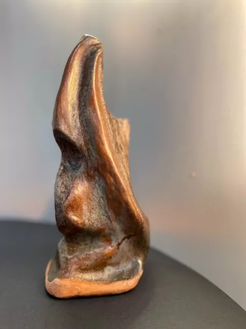Mid Century Modern Brutalist Abstract Style Terra Cotta Glazed Sculpture
