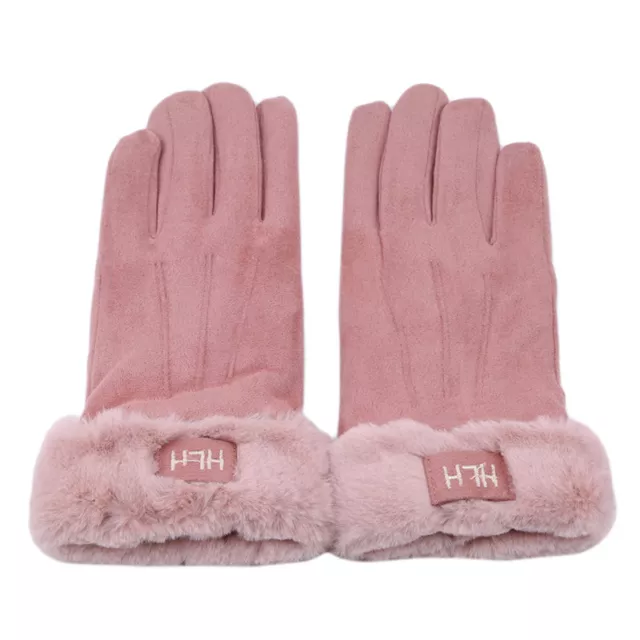 Cloth Solid Color Womens Thermal Lined Elegant Gloves Winter Warm Soft Glove BS 2