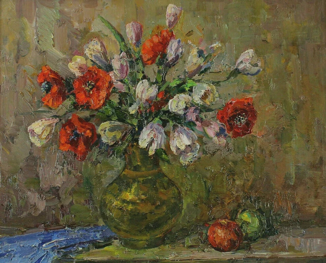 Quadro Artistico Con Cornice Barocca - Dipinto A Olio Stile Fiori E Uva, 70x90 Cm, Made In Italy - Foto 7