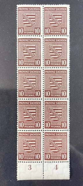 SBZ PROVINZ SACHSEN WAPPEN 1945 10 mal 10 Pfennig postfrisch sehr schön
