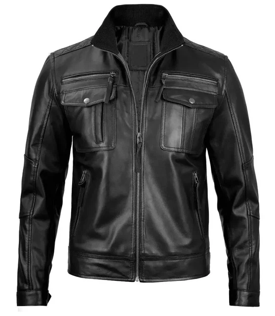 Veste Levi's Vintage En Cuir Noir Motard Avec Capuche - Taille M, Comme Neuf Sans étiquettes