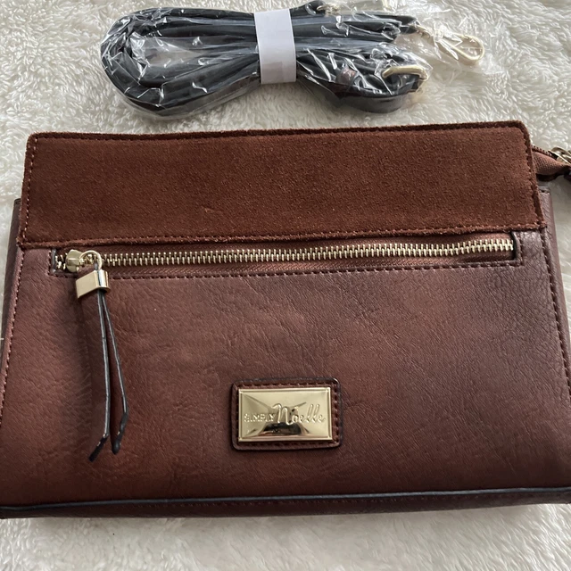 SIMPLY NOELLE Brown Crossbody Shoulder Bag Purse Gold Zipper Accent Adjustable