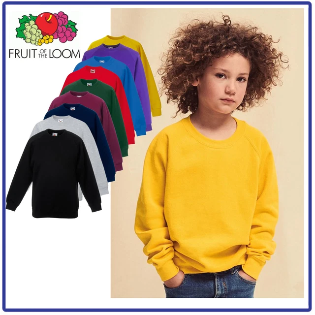 FELPA BAMBINO bimbo tuta FRUIT OF THE LOOM cotone colorata nero rosso blu verde