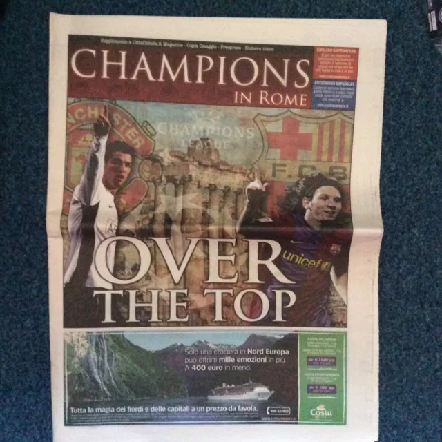 Champions League Final Rome 2009 Barcelona V Manchester United Souvenir Paper