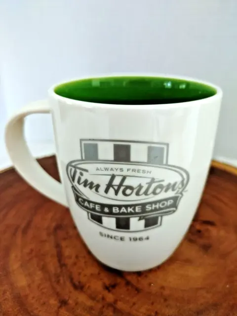 Tim Horton's Advertise Limited Ed. 2014 Coffee Tea Mug, White/Green/Silver, EUC!