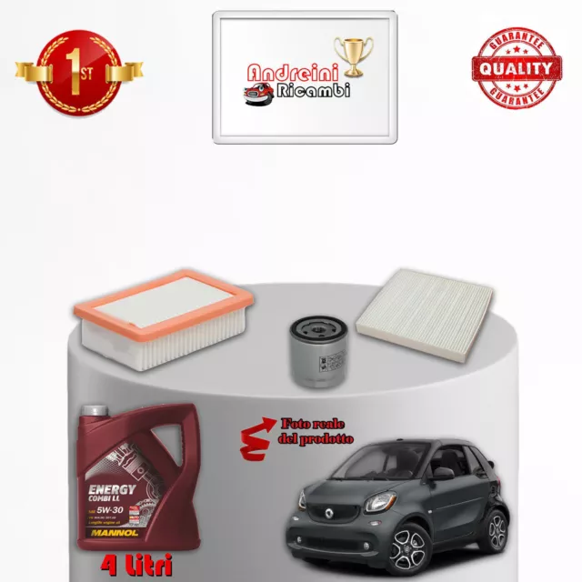 Kit Tagliando Filtri + Olio Smart Fortwo Iii 1.0 52Kw 71Cv Dal 2014 ->