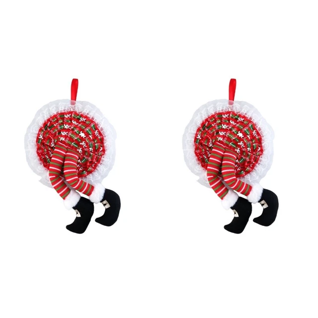 2pcs Christmas Elf Jambes Pendant Pendre de Noël Decoration de placard