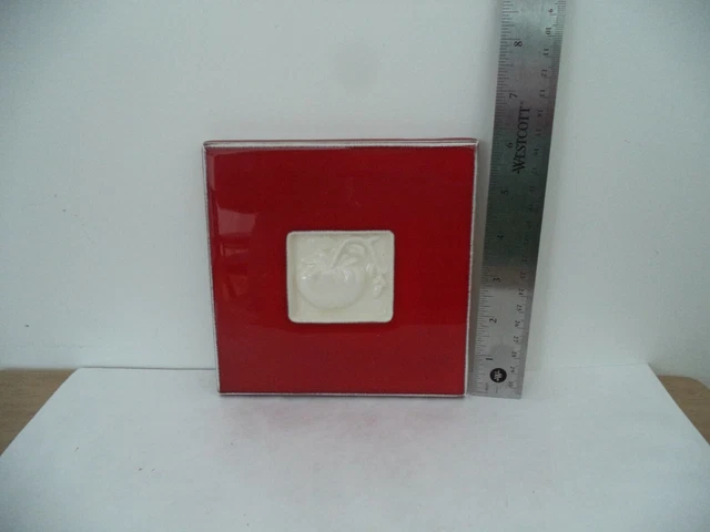 Vintage Art Tile TOMATO SPECKLE RED AND WHITE CENTER TOMATO  6"