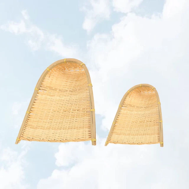2 Pcs Bamboo Wall Art DIY Rattan Tray Wicker Serving Weaving