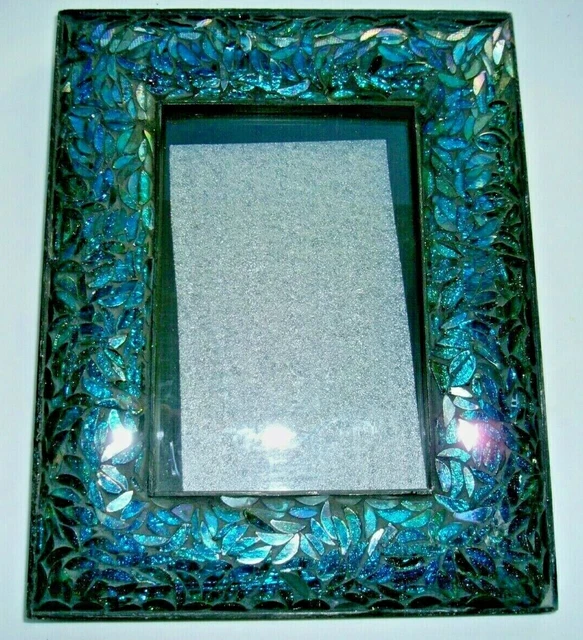 Art Deco Blue Glass Shard Frame-Rare-Handmade & Uniquely Decorated.
