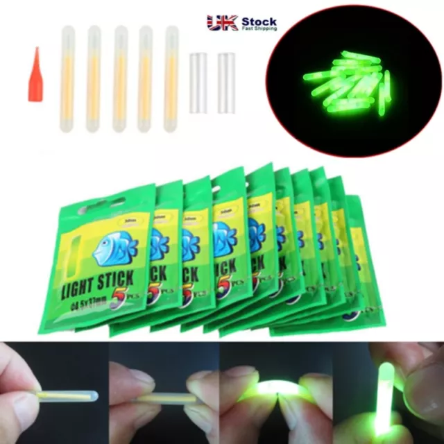 Fishing Glow Sticks 50/100 pcs Night Lights Tip Glow Rod Sea Coarse Tackle UK