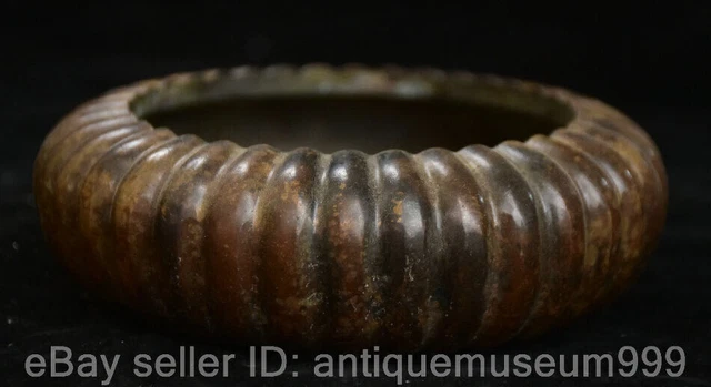 5.6" Old Chinese Bronze Copper Dynasty Palace Round Jar Pot Crock Statue
