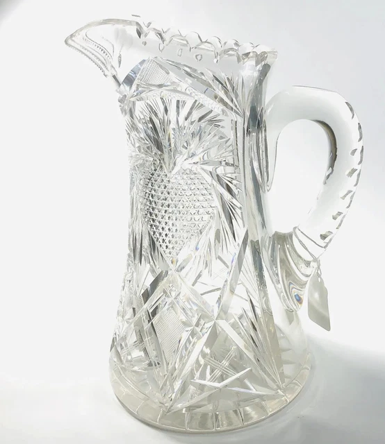 VTG ABP American Brilliant Period Cut Glass Water Tea Etc Pitcher 10 1/2" 5.9lbs