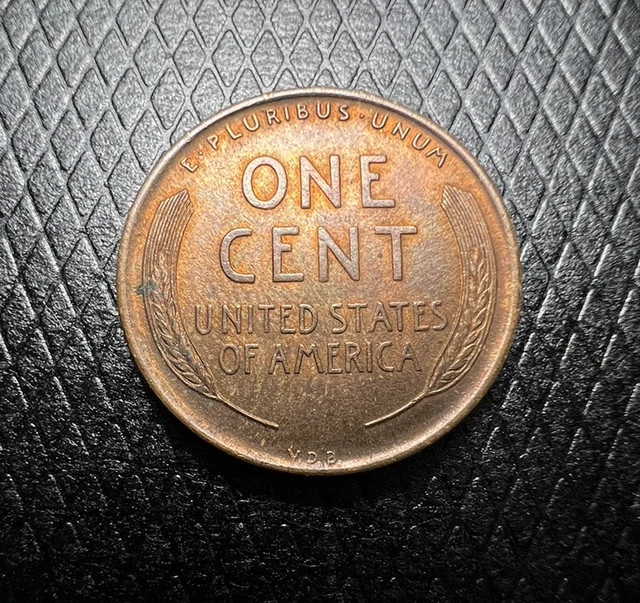 1909 VDB Lincoln Head Wheat Cent Bronze RB Penny Au-Bu High grade (SKU600) 2