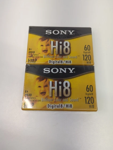 Sony Hi8 60 Digital8 HMP 120 min Cintas de Video en Blanco Paquete de 2 Selladas Nuevo Color Sonido