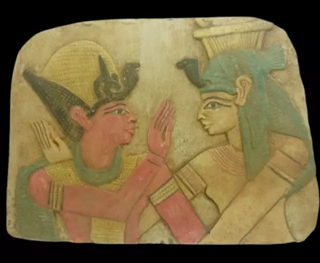 RARO ANTIGUO EGIPCIO ANTIGUO RAMSES II y Befertari Stella Estela faraónica (A)