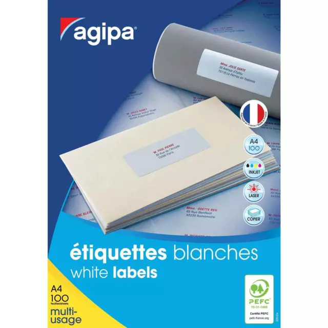 [Ref:119003] AGIPA Boîte de 800 étiquettes d'adresse blanches 105x70 mm