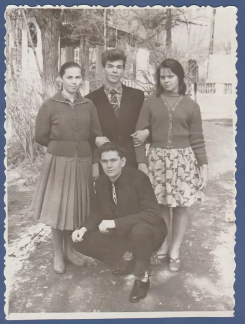 Beautiful Guys and Girls on the Road Soviet Vintage Photo USSR
