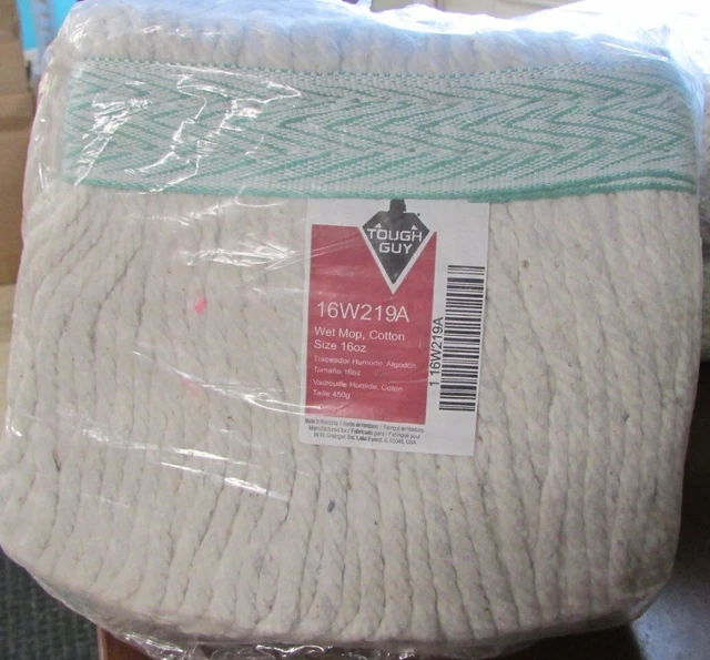 Wet Mop Head  NEW 4-Ply Cotton BEIGE Quick Change Side-Gate TOUGH GUY 16W219A