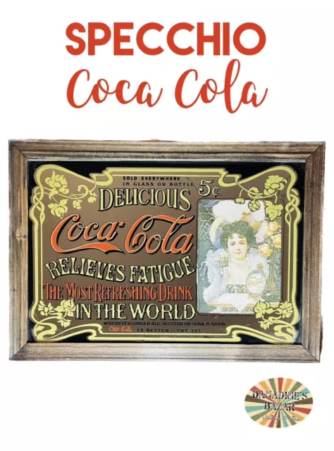 COCA COLA Specchio pubblicitario Coca Cola Delicous Vintage Con Cornice Quadro