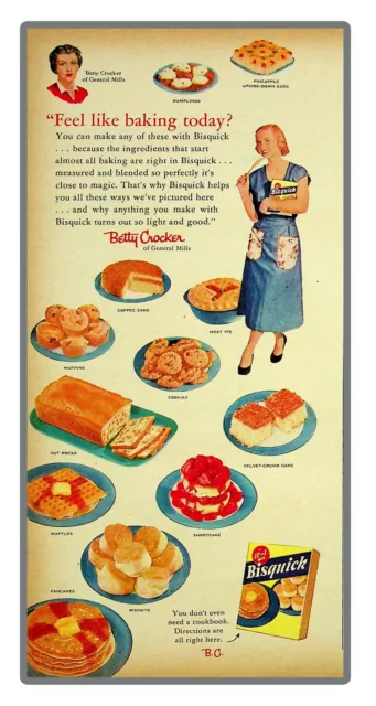 Betty Crocker Bisquick Feel Like Baking Today 1954 Vintage Old Print Ad