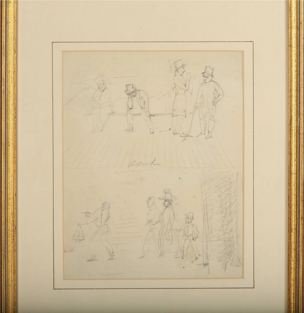 ON DECK VICTORIAN pencil drawing attributed to Sir Edwin Henry Landseer ...
