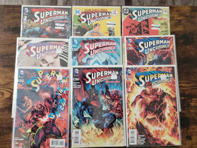 Superman Unchained #1-9 RUN LOT DC Comics Jim Lee Scott Snyder
