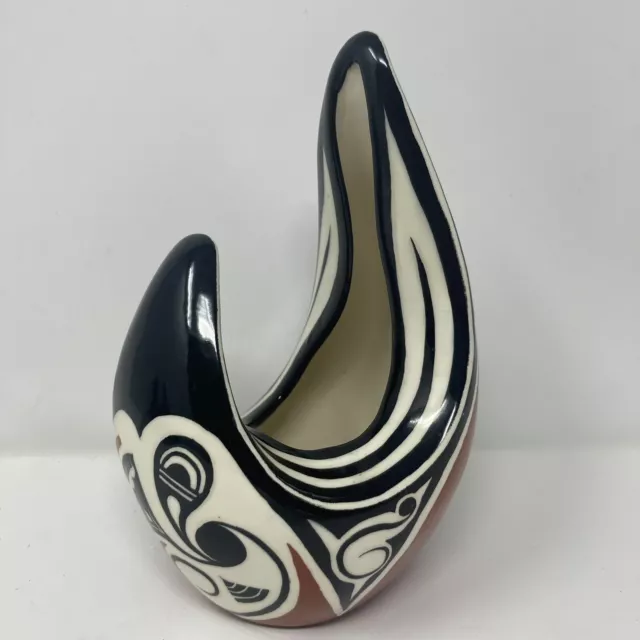 Ukrainian Art Pottery Vase Modernist w/ Rust Orange Black & White Ukrainian Art Pottery Vase Modernist w/ Rust Orange Black & White
