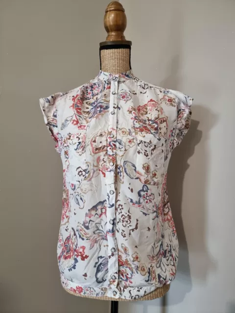 Massimo Dutti : Superbe Chemisier Blouse En Soie Imprimé Fleuri