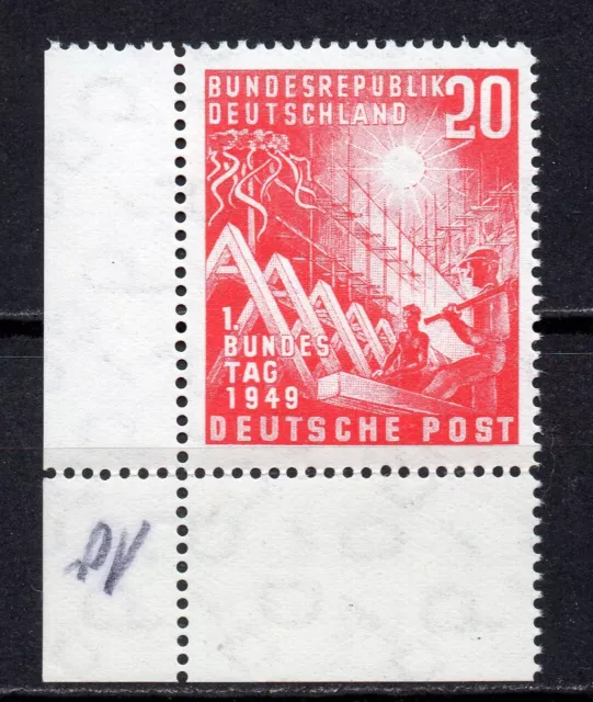 Bund 112 Bundestag 1949, Eckrand unten links, Ecke 3, postfrisch