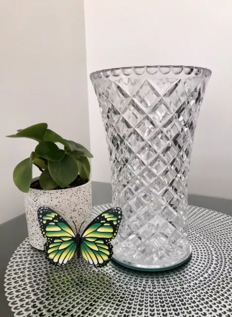 💐Beautiful large heavy classic diamond cut crystal vase - Simple & Elegant Vase