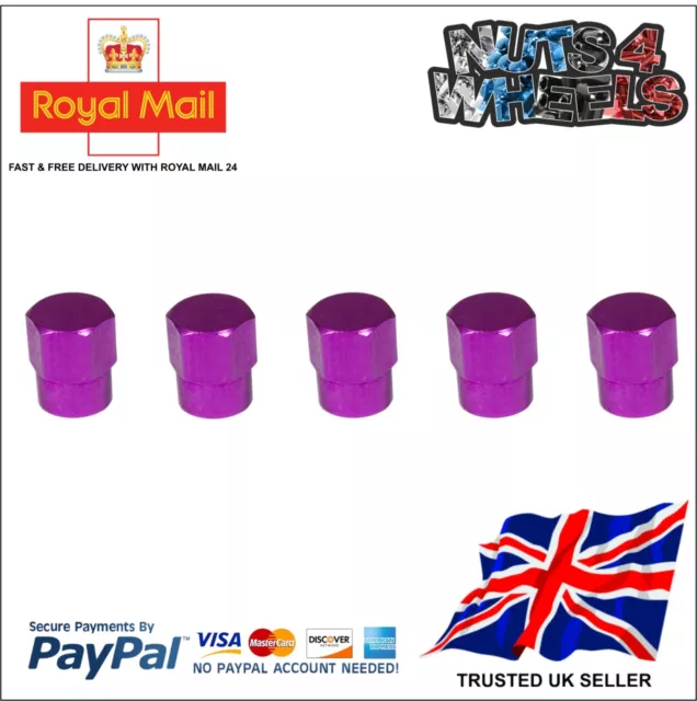 5 x PURPLE Aluminium Alloy Tyre Valve Dust Caps 4  Car Bike Bicycle Van