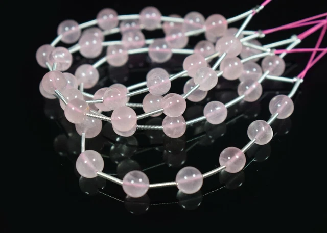 7-8MM Beautiful Rose Quartz  Plain Round Gemstone Loose 6" Beads Jewelry making