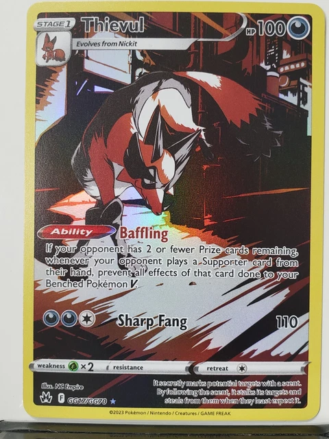 CARTA POKÉMON HOLO Thievul GG17/GG70 quasi nuova / M corona Zenith ...