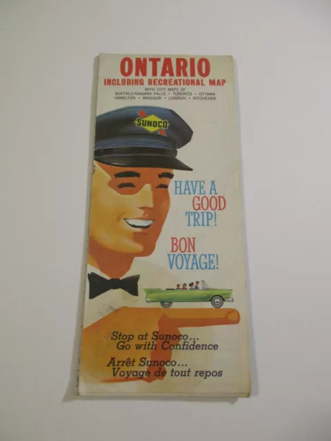 Vintage 1968 Edition Sunoco DX Ontario Canada Oil Gas Station Road Map~KT8