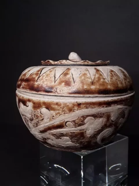 Large Sawankhalok covered pottery box dating to 15th-16th cent AD.