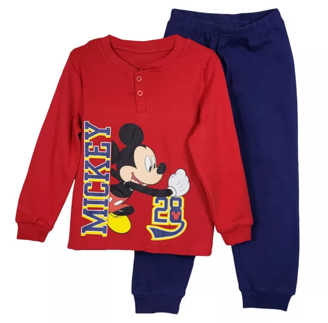 Pigiama Bambino lungo in caldo cotone invernale Topolino Mickey Mouse 0558 rosso