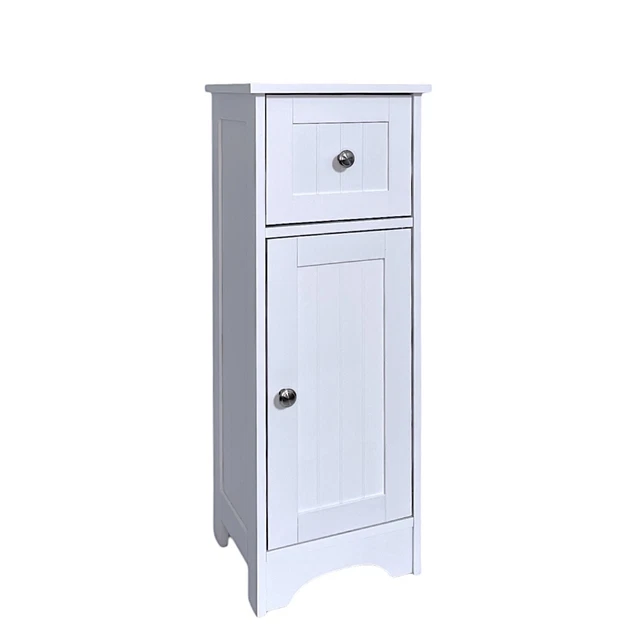 WHITE WOOD FREE Standing 1Drawer With Bathroom Storage