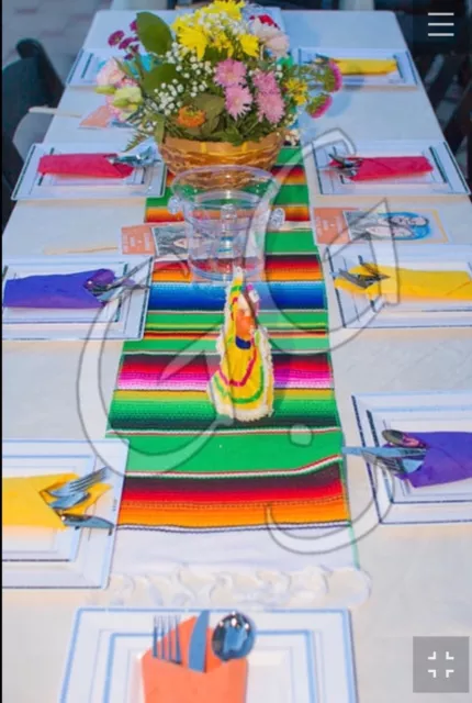 8 Mexican Serape Table Runner 11" x 82" Mexican Party Wedding Decoration Bundle