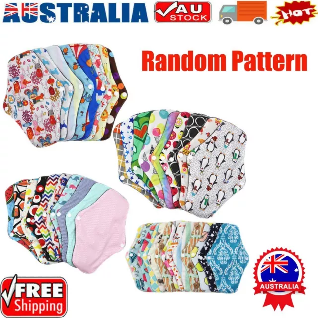 8pcs Women Menstrual Pads Reusable Panty Liners Sanitary Bamboo Washable Cloth