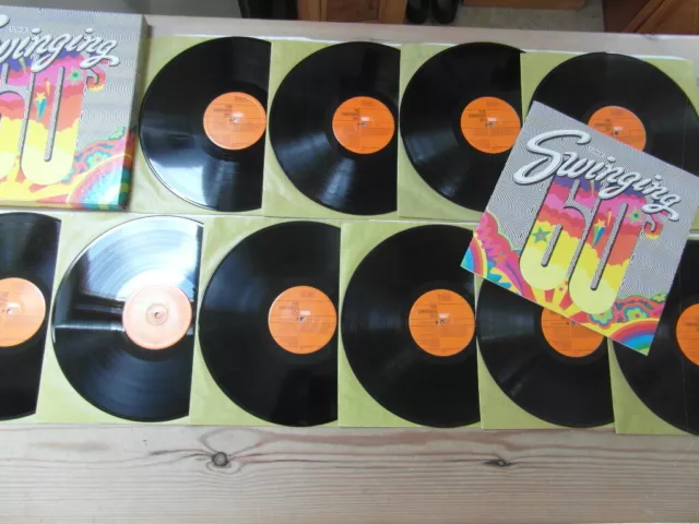 THE SWINGING 60's-VARIOUS ARTISTS-10 VINYL ALBUM BOX SET-BOOKLET-Nr MINT-1982