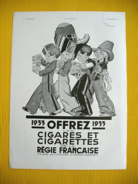 Publicite De Presse Regie Francaise Cigarettes Cigares Illustration Vincent 1932