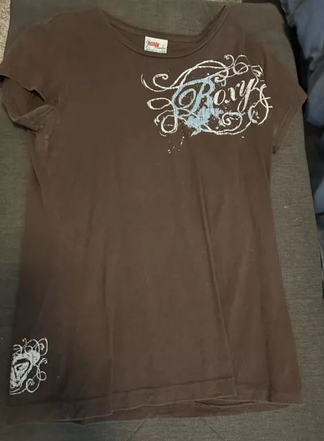 Roxy Paradise Surfing t-shirt Brown tee womens/jr size large