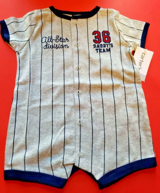 Boys Infant Carter's Baby All Star Daddy's Team Gray Blue Romper Size 3 Months