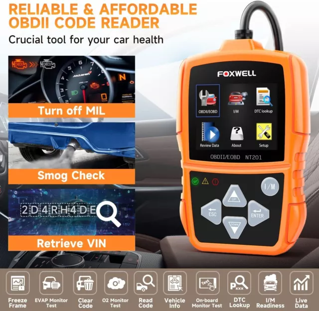 NT201 OBD2 Scanner Car Code Reader Check Engine Light Auto Diagnostic Scan Tool