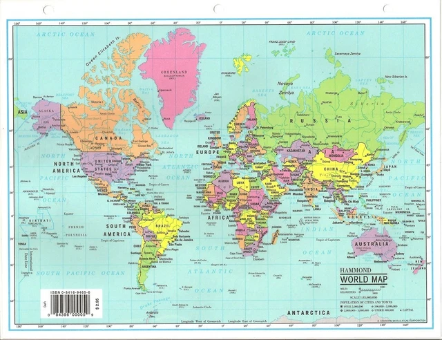 Ised Map MAP OF THE World/Map of United States: 2-Sided Strip Map (USED) £21.03 ...