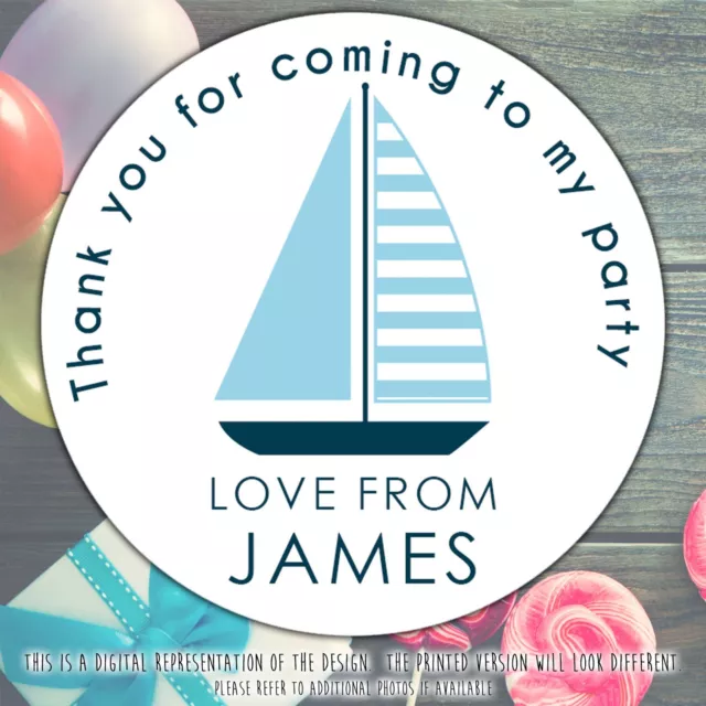 Sailing Boat Birthday Party Stickers Personalised Thank You Sweet Cone