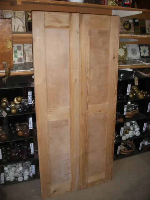 Pair of reclaimed 1920s / 1930s stripped pine cupboard doors