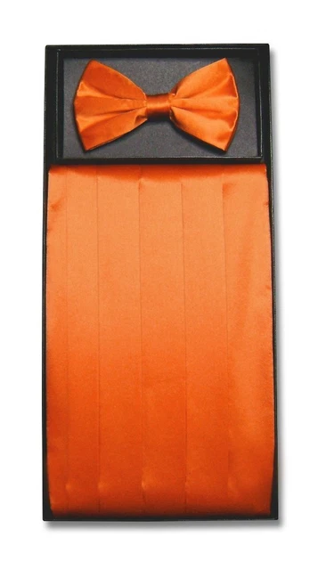 SILK Cumberbund & BowTie Solid BURNT ORANGE Color Men's Cummerbund Bow Tie Set