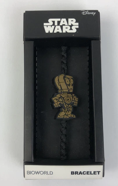 Nuovo Star Wars C-3PO Bracciale Regolabile Bioworld Disney Lucas Film Nero Cavo